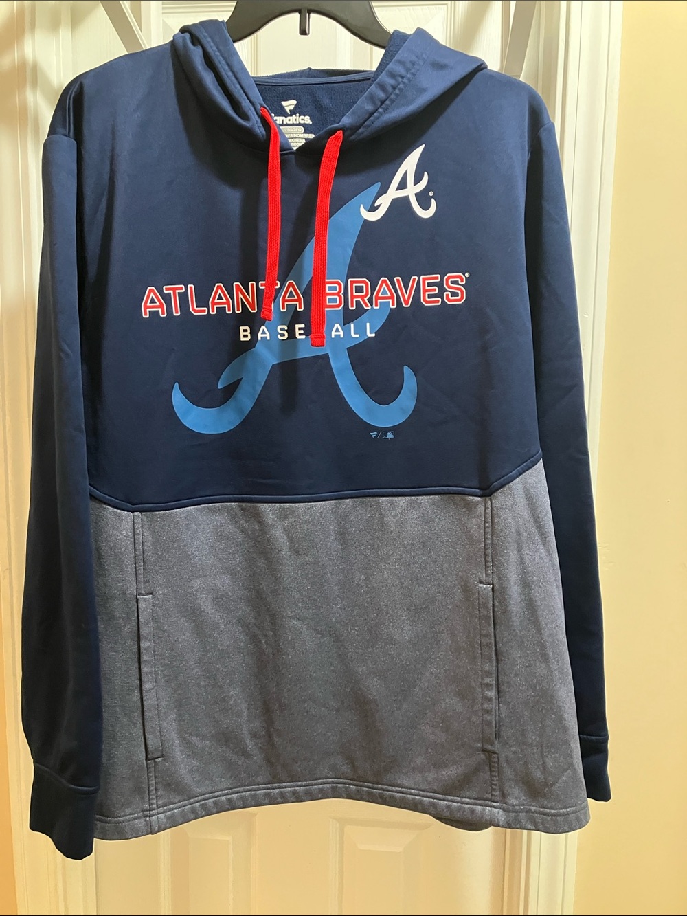 Atlanta Braves Hoodie Mens XXL Blue Fanatics MLB Sweatshirt Pullover Baseball